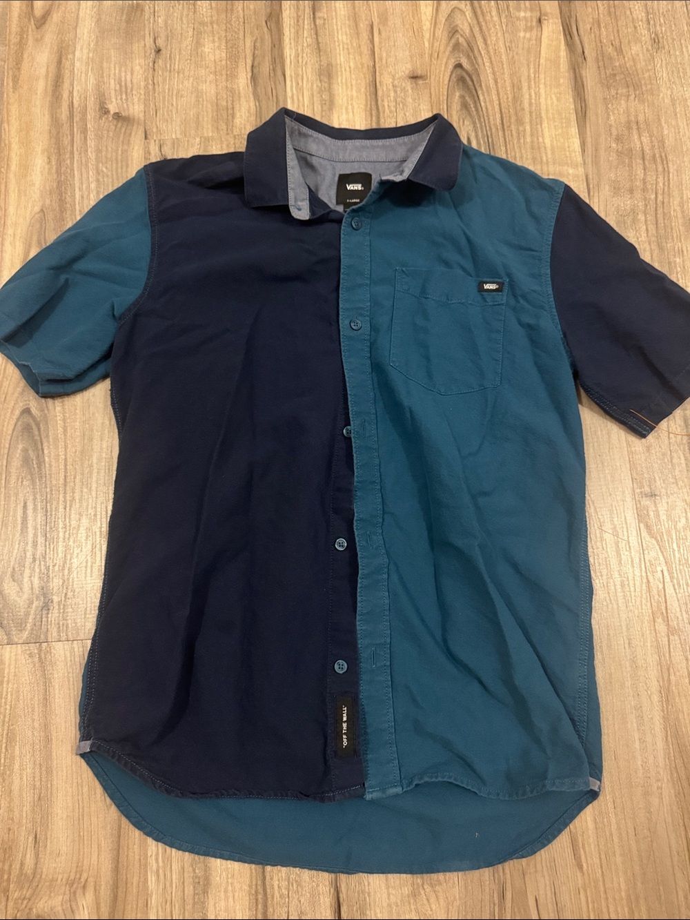 Vans Men's Two-Tone Button-Up Shirt - Navy & Teal